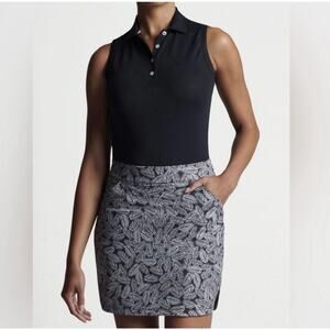 Peter Millar Alice Petal Hem Golf Skort‎ Black Palm Frond Women’s XS Tennis